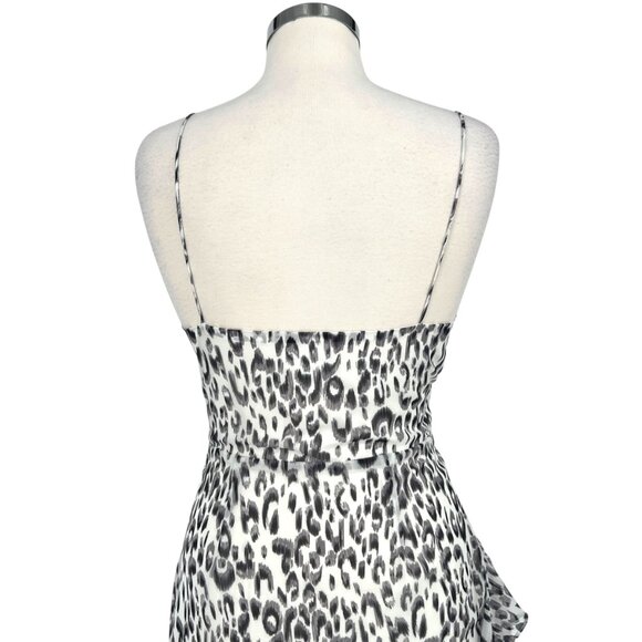 Superdown Revolve Kina Leopard Print Ruched Mini Dress Gray White Size Medium - Picture 7 of 11